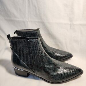 Marc Fisher Dk Green Snake Print Ankle Boots